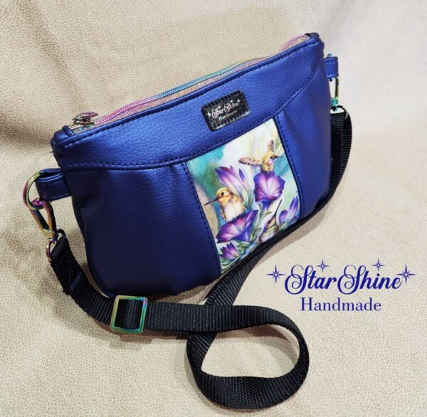 Blue Shimmer Humingbirds Crossbody