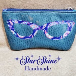 Teal Faux Ostrich Eyeglass Case