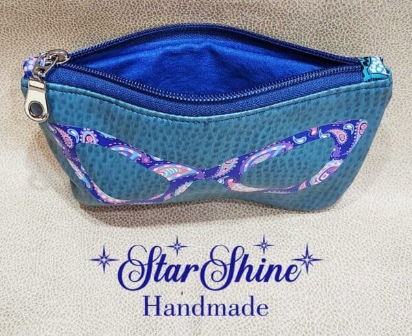 Teal Faux Ostrich Eyeglass Case