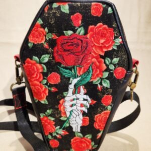 Roses and Skeleton Coffin Adjustable Crossbody