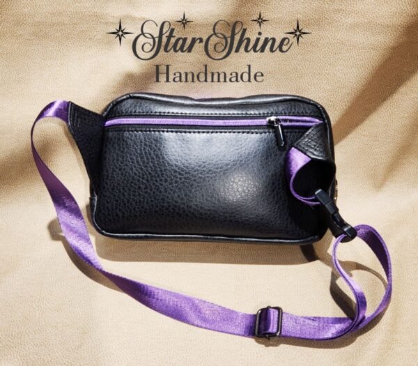 Purple and Black Custom Embroidered Crossbody-Waist Bag