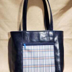 Classic Navy Blue and Plaid Urban Tote