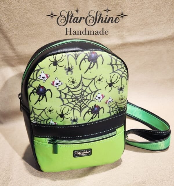 Metallic Green Gothic Sling Bag With Custom Embroidery - Front view