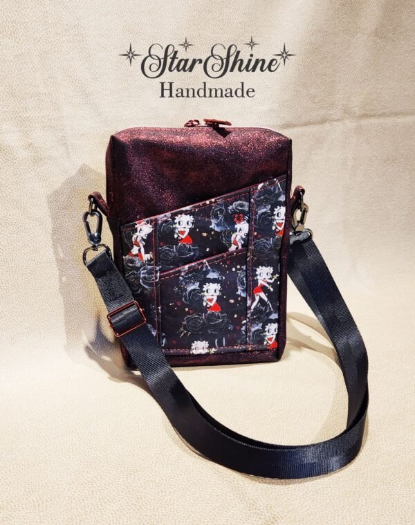 Betty Boop Pixie Crossbody in sparkling red faux leather.