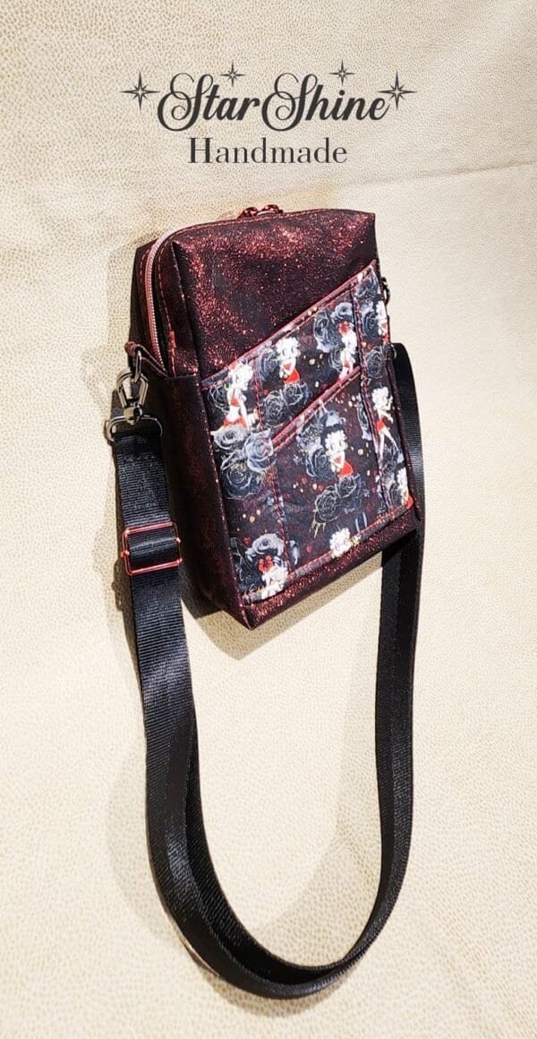 Betty Boop Pixie Crossbody in sparkling red faux leather.