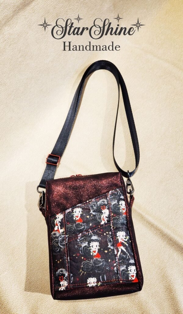 Betty Boop Pixie Crossbody in sparkling red faux leather.