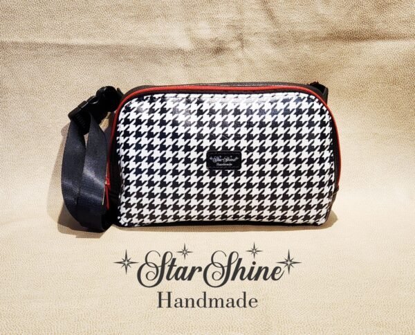 Black & White Houndstooth Convertible Crossbody and Hip Bag