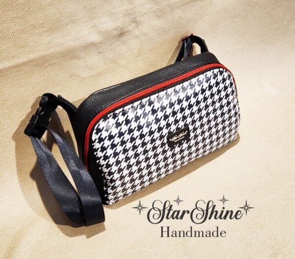 Black & White Houndstooth Convertible Crossbody and Hip Bag