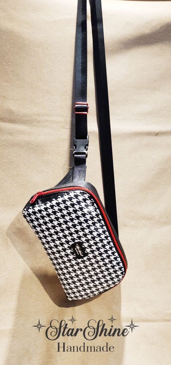 Black & White Houndstooth Convertible Crossbody and Hip Bag