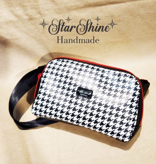 Black & White Houndstooth Convertible Crossbody and Hip Bag