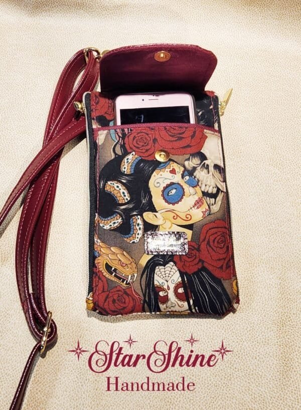 Day of the Dead Pin-Up Cellphone Crossbody